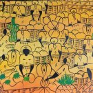 Signed Modo Original Vintage & Rare Marketplace Small Haitian Painting  HAITI