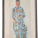 Signed TING CHOU FONG Vintage Rubbing of Northern Dynasty Sandstone Carving