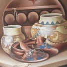 SIGNED MYUNG MARIO JUNG NATIVE PUEBLO INDIAN STILL LIFE POTTERY SAND PAINTING