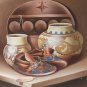 SIGNED MYUNG MARIO JUNG NATIVE PUEBLO INDIAN STILL LIFE POTTERY SAND PAINTING