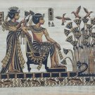Egyptian Pharaoh King Tut & Queen on River Nile Egypt Kemet Papyrus Art Painting