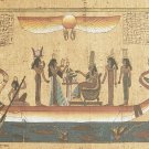 Signed ADEL The Sun Boat Feminine Goddess Ritual Egypt  Papyrus Art Painting