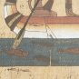 Signed ADEL The Sun Boat Feminine Goddess Ritual Egypt  Papyrus Art Painting