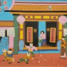 Signed Chinese Oriental Children Playing with Fireworks Asian Art Painting China Signed Chinese Oriental Children Playing with Fireworks Asian Art Painting China