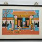 Signed Chinese Oriental Children Playing with Fireworks Asian Art Painting China