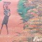 Vintage Original & Signed BORGE Naif Folk Haitian Village landscape Art Painting