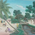 Signed 2002 Guy F. Joachim Haitian Countryside Landscape Art Painting Haiti