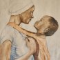 RARE 1975 Original & signed A.L SCOTT Watercolor Art WOMAN & CHILD Painting
