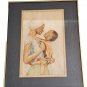 RARE 1975 Original & signed A.L SCOTT Watercolor Art WOMAN & CHILD Painting