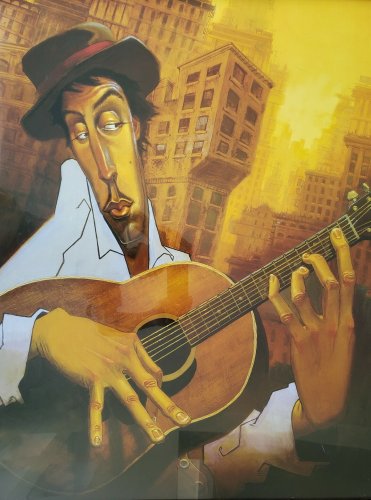 El Guitarrista by Justin Bua - The Guitar Jazz Player  New York City Black Art
