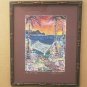 HAND SIGNED Linda Pirri âMAI TAI TIMEâ Hawaii Tropical Framed Lithograph Print