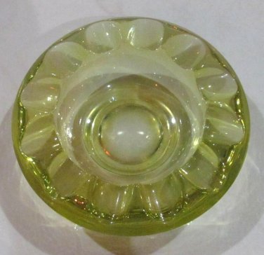 Vintage Blenko Citrine Color Depression Pressed Solid Glass Collectible Ashtray