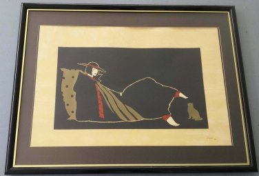 Rare Hand Signed Jorge Acevedo Rafael GOLDEN CAT Large Artist Proof Print