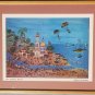 Signed Gilberto Grimaldi Mexican Beach Puerta Vallarta Mexico Naif Art Poster