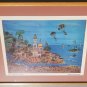 Signed Gilberto Grimaldi Mexican Beach Puerta Vallarta Mexico Naif Art Poster