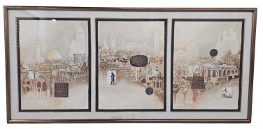 1982 Signed Mikulas Kravjansky "Jerusalem City of Gold"  148/190 Intagilo Print