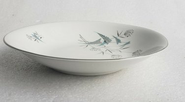 (4) Royal Heiden RHE3 Coupe Soup Bowls Aqua & Gray Flowers Bavaria Germany China