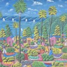 Signed L.Y. Alaby Haitian Countryside Landscape Painting Original Naif Art Haiti