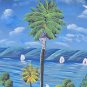 Signed L.Y. Alaby Haitian Countryside Landscape Painting Original Naif Art Haiti