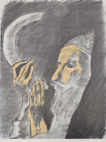 RARE SIGNED JESSE BIRENBAUM JEWISH ISRAELI RABBI JUDAICA ART ARTIST PROOF PRINT
