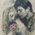 EXTREMELY RARE SANDU LIBERMAN YOUNG LOVERS WATERCOLOR LITHOGRAPHIC ART PRINT EXTREMELY RARE SANDU LIBERMAN YOUNG LOVERS WATERCOLOR LITHOGRAPHIC ART PRINT