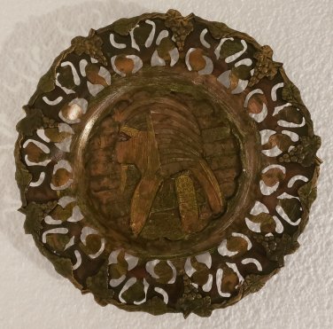 Vintage Egyptian Tutankhaten Tutankhamun Pharaoh Copper Brass Decorative Plate