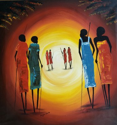 2012 Signed Angelo (EW) Edrine Wasike Original African Art Painting Uganda