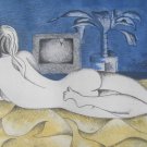 Rare Handsigned 50/100 "Inclinada en la noche" Nude Woman Art Print Spain Mexico