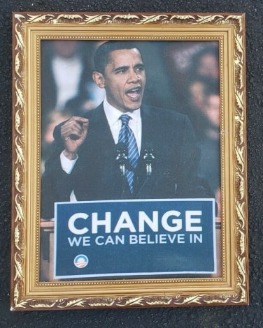 Framed BARACK OBAMA Change African American President Art Poster Print on Canvas