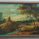 VINTAGE & RARE Signed MOGAL Scenic Countryside Landscape Painting Original Art