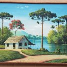 Rare 1966 Signed Horst Schnepper Acrylic Brazil Rural Landscape Painting Brasil