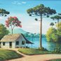 Rare 1966 Signed Horst Schnepper Acrylic Brazil Rural Landscape Painting Brasil