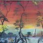 Rare Signed JULIO CESAR Tropical Seascape Caribbean Scene Painting Puerto Rico