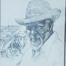 1981 Original Signed Goodyear Portrait of a Man Fisherman Caribbean Art Bahamas