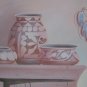 WOW!! RARE SIGNED MYUNG MARIO JUNG POTTERY STILL LIFE ART SAND PAINTING
