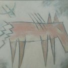 ORIGINAL & SIGNED CHRISTINE 1988 PETROGYLPH ART LARGE TEXTURED PAINTING