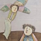 Rare Signed J. Roybal - Woman and a Angel - Giclee Art Painting on Canvas