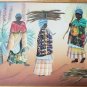 Signed W. Harper Three Tribal Black Women Afro American Mixed Media Art Painting