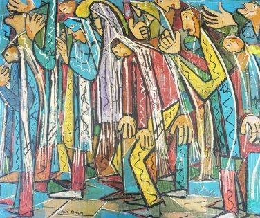 Rare & Signed Avi Okun Original Judaica Jewish Religious Painting Miami, Florida