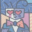 Framed Romero -Britto Man with Bow Tie 1997 - Cubism Pop Art Print Miami Florida Framed Romero -Britto Man with Bow Tie 1997 - Cubism Pop Art Print Miami Florida