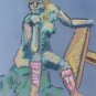 1995 Original & Rare Signed Kravitz Color Pastel Nude Woman Portrait Cubism Art