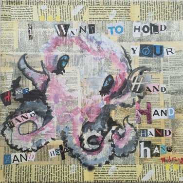 2017 Signed Phil Fung - Octo Love - Hold Hands - Giclee Art Canvas Miami Artist