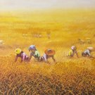Rare Signed BANGAU SUNARTO Harvesting in the Field Indonesia Asian Art Painting Rare Signed BANGAU SUNARTO Harvesting in the Field Indonesia Asian Art Painting
