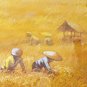 Rare Signed BANGAU SUNARTO Harvesting in the Field Indonesia Asian Art Painting