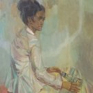 Original 1970 Charles Carl Petrevan Portrait of a Woman Framed Acrylic Painting Original 1970 Charles Carl Petrevan Portrait of a Woman Framed Acrylic Painting