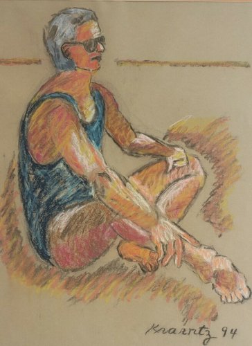 Original & Rare Signed&Acirc;&nbsp;Kravitz&Acirc;&nbsp;Color Pastel Male Portrait Drawing Sketch Art