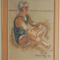 Original & Rare Signed Kravitz Color Pastel Male Portrait Drawing Sketch Art