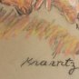 Original & Rare Signed Kravitz Color Pastel Male Portrait Drawing Sketch Art