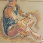 Original & Rare Signed Kravitz Color Pastel Male Portrait Drawing Sketch Art