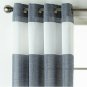 (1) JCPENNEY JCP Metallic Stripe Blue Indigo Silver Grommet Sheer Curtain 50X84